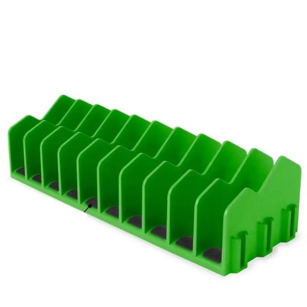 Organizador de pinzas soporte de plástico con base de goma Soporte para diez pinzas organizador para el taller cajones o caja de herramientas verde