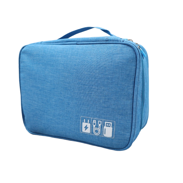 Organizador de viaje para dispositivos electrónicos azul claro