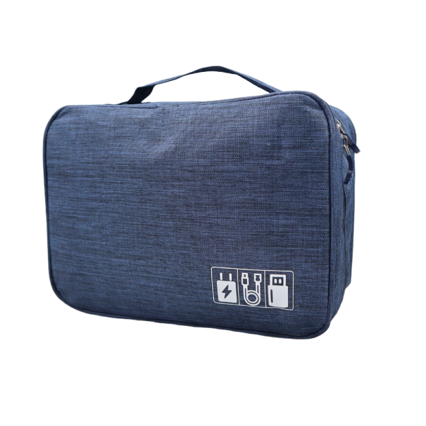 Organizador de viaje para dispositivos electrónicos azul oscuro