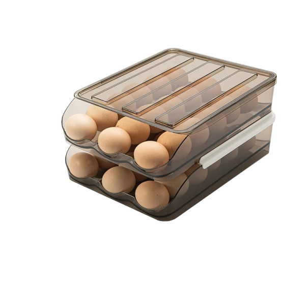 Organizator de ouă Cutie de depozitare pentru ouă Organizator de ouă cu două straturi Suport de ouă Organizatori de bucătărie 28,5 x 21,5 x 14 cm 1