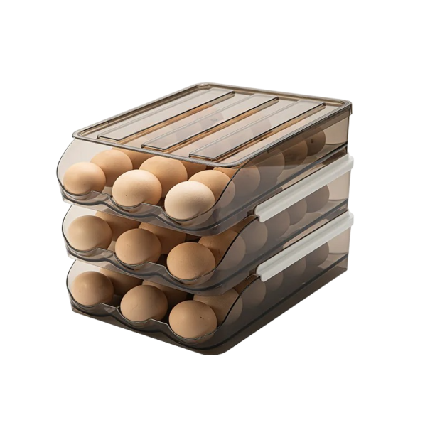 Organizator de ouă Cutie de depozitare pentru ouă Organizator de ouă cu trei niveluri Suport de ouă Organizatori de bucătărie 28,5 x 21,5 x 21 cm 1