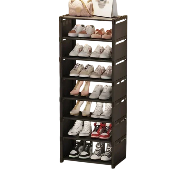 Organizator de pantofi multistrat reglabil Suport practic cu 8 rafturi care economisesc spațiu Design modern Dimensiuni 107x42x26 cm negru