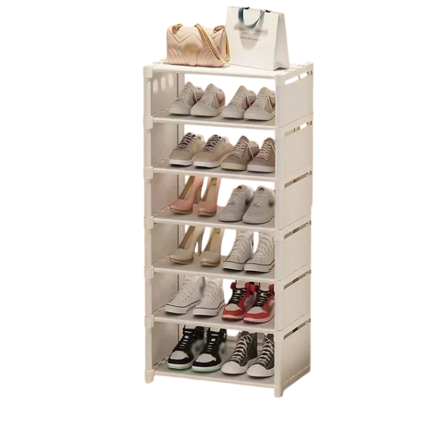 Organizator de pantofi multistrat reglabil Suport practic cu rafturi care economisesc spațiu Design modern Dimensiuni 107x42x26 cm alb