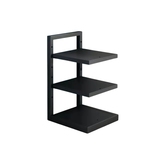 Organizator metalic pentru oale pe trei niveluri cu înălțime ajustabilă a rafturilor 26,5 × 22,5 × 42 cm din oțel carbon negru pentru bucătărie 1