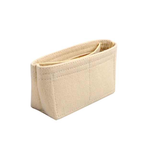 Organizér do kabelky s přihrádkami 16,5x8,5x5 cm plsť béžový vnitřní pořadač na kosmetiku, drobnosti a osobní věci 1