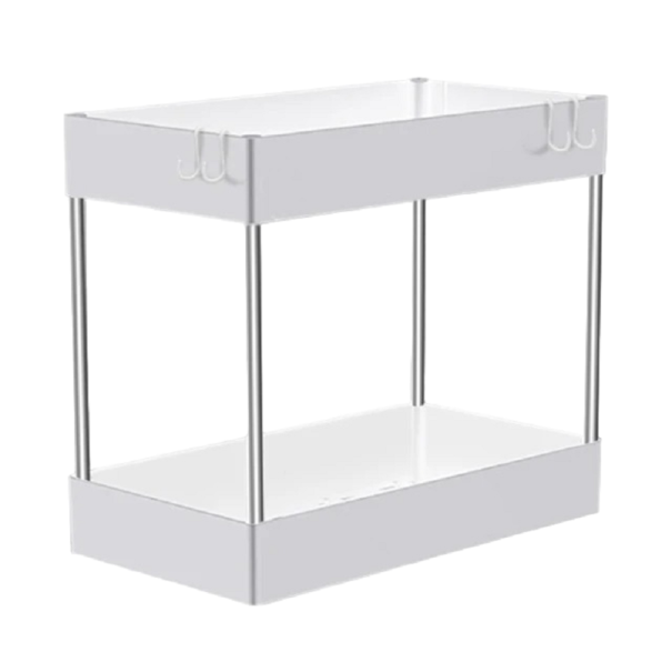 Organizér na čistiace prostriedky Dvojposchodový organizér Posuvný organizér pod drez Viacúčelový organizér Organizér na korenie 30 x 32 x 14 cm biela