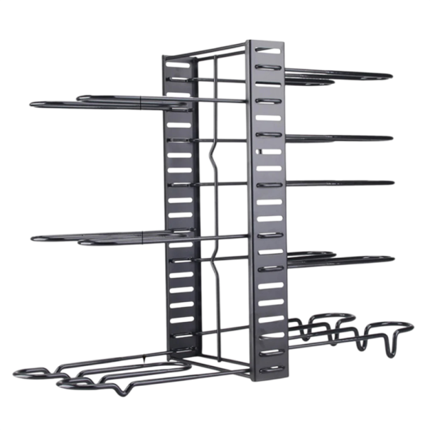 Organizér na hrnce a pánve 8 úrovní nastavitelný stojan 50 x 37,7 cm železná konstrukce modrá do kuchyňské skříňky 1