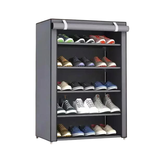Organizzatore di tessuto per scarpe con ripiani Scatola per scarpe Organizzatore pratico per la casa Sistema di stoccaggio per scarpe grigio