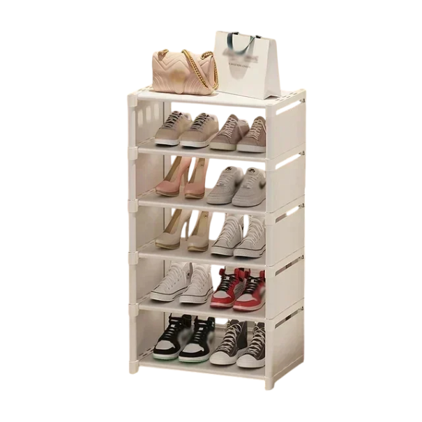 Organizzatore per scarpe multi-strato regolabile Supporto pratico con ripiani per risparmiare spazio Design moderno Dimensioni 90x42x26 cm bianco