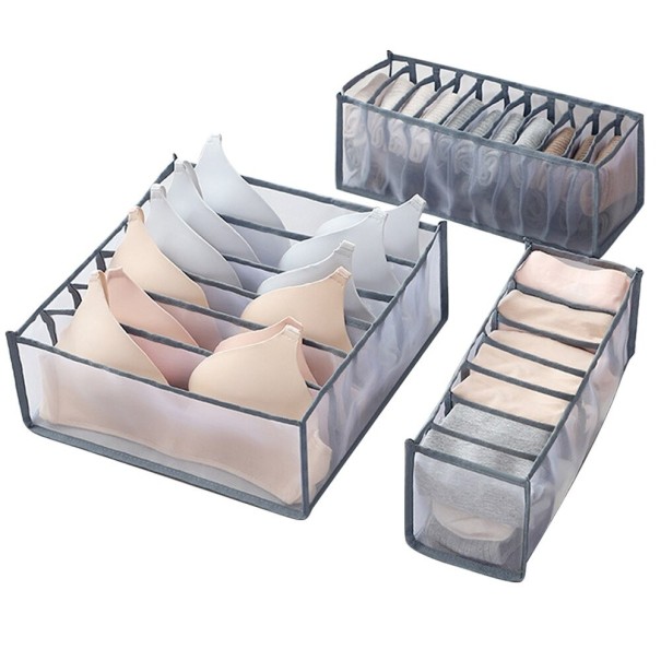 Organizzatore pieghevole per biancheria intima 3 pz grigio