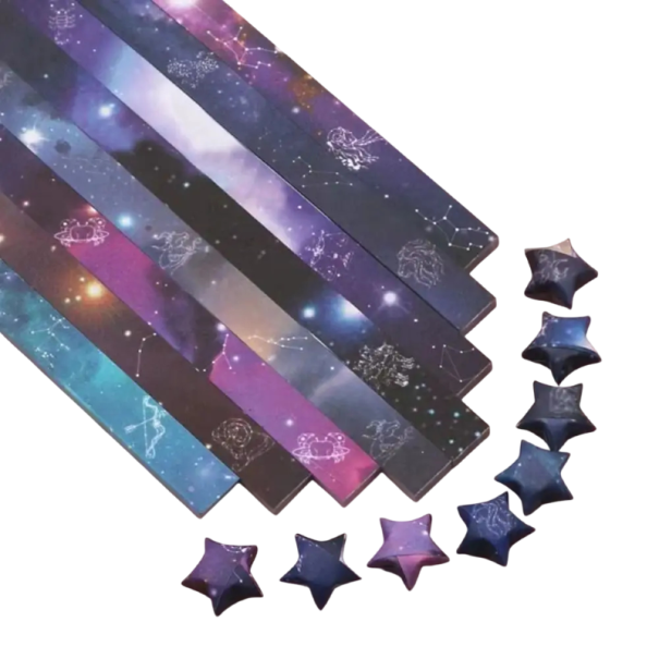 Origami papírové proužky 540 ks 24 × 1 cm dekor se souhvězdími skládací papír pro hvězdy DIY papírové tvoření a dekorace 1