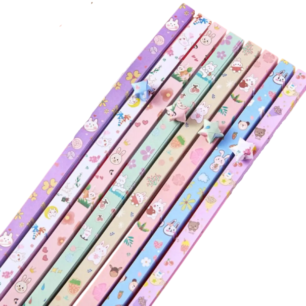 Origami papírové proužky 540 ks 24 × 1 cm s potištěným motivem skládací papír pro hvězdy DIY tvoření dekorace 1