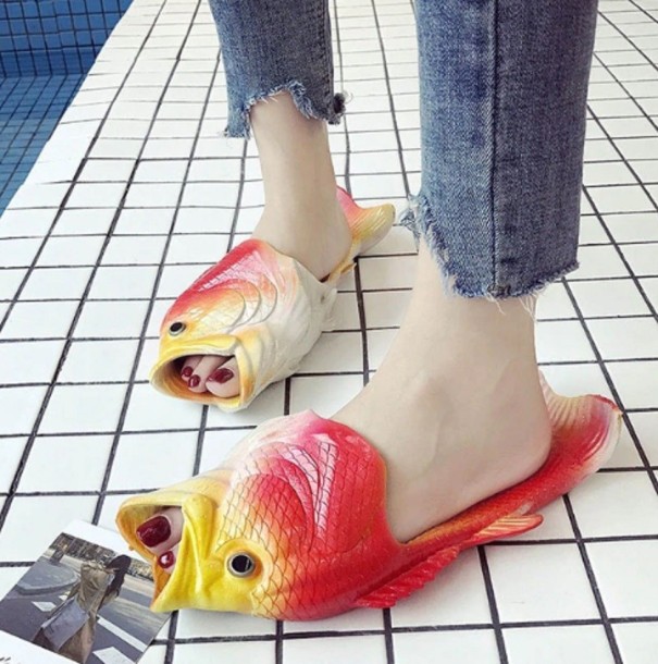 Original fiskformade tofflor orange 41