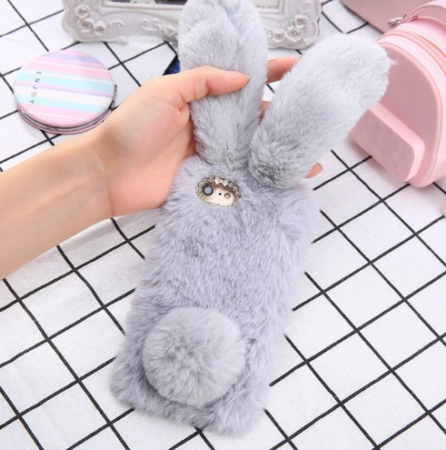 Original iPhonefodral med lurvig kanin ljusgrå 7