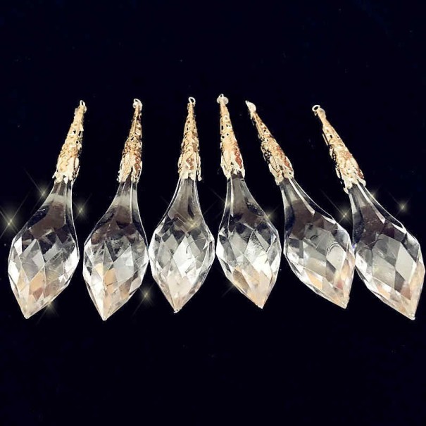 Ornement de Noël en forme de glaçon 6 pcs doré