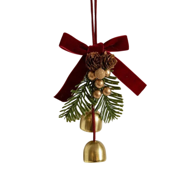 Ornement de Noël suspendu 14 x 10 cm Pendentif décoratif d'hiver avec deux grelots Élégant ornement pour arbre de Noël pour décoration intérieure 1