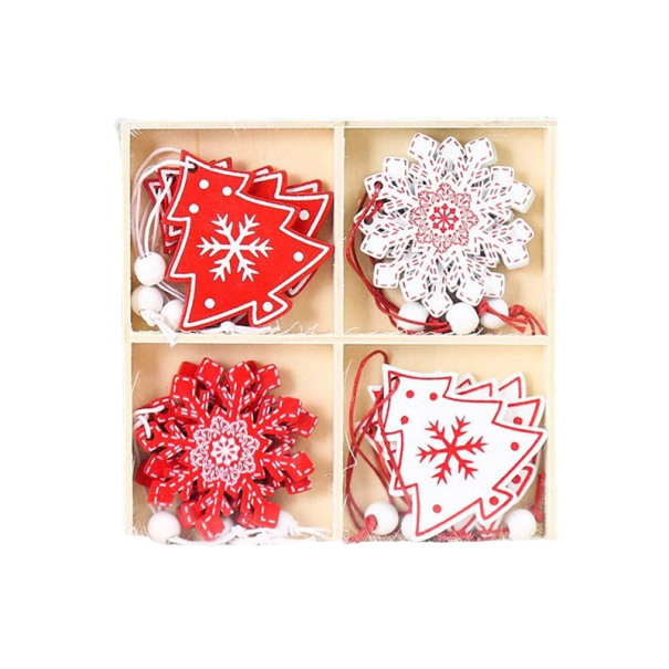 Ornement en bois avec motif de Noël 12 pcs 1