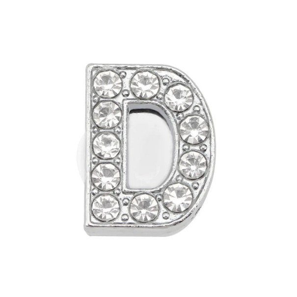 Ornement en strass pour crocs lettre D 2,5–3 cm décoration en PVC argentée pour personnalisation de chaussures et création d'initiales 1
