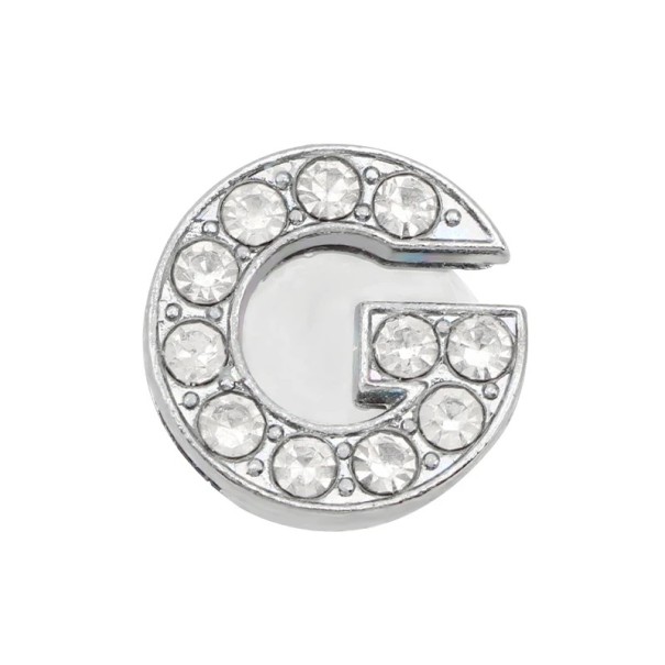 Ornement en strass pour crocs lettre G 2,5–3 cm décoration en PVC argentée pour personnalisation de chaussures et création d'initiales 1