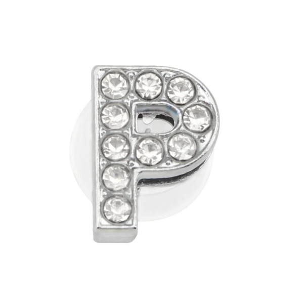 Ornement en strass pour crocs lettre P 2,5–3 cm décoration en PVC argentée pour personnalisation de chaussures et mise en valeur des détails 1
