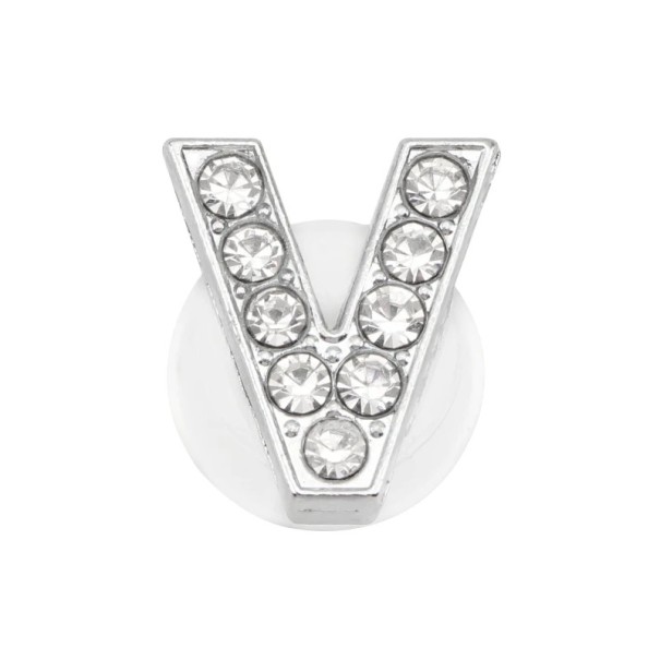 Ornement en strass pour crocs lettre V 2,5–3 cm décoration en PVC argentée pour personnaliser les chaussures et compléter le look 1