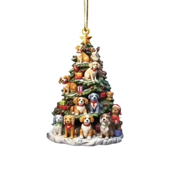 Ornement suspendu avec motif de chiens Décoration de fenêtre pour les amoureux des chiens Pendentif canin comme décoration de sapin 1