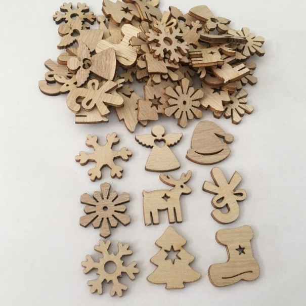 Ornements de Noël en bois 50 pcs 2
