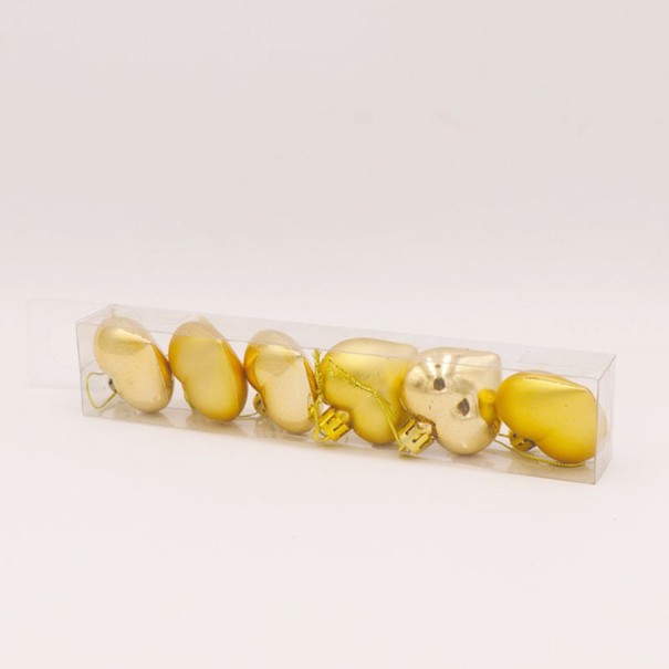 Ornements de Noël en forme de cœur 6 pcs doré