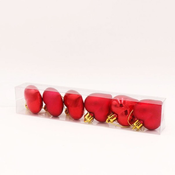 Ornements de Noël en forme de cœur 6 pcs rouge