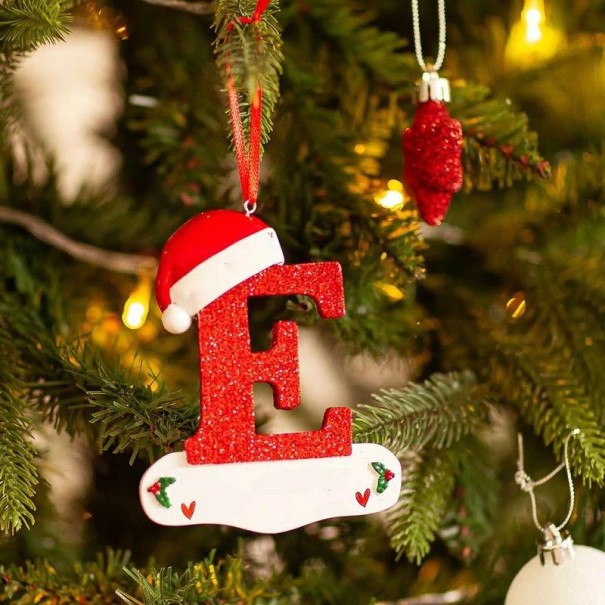 Ornements de sapin de Noël avec lettres Lettres en acrylique pour sapin de Noël Décoration de Noël Lettres suspendues pour sapin Lettres rouges à suspendre 10 cm E