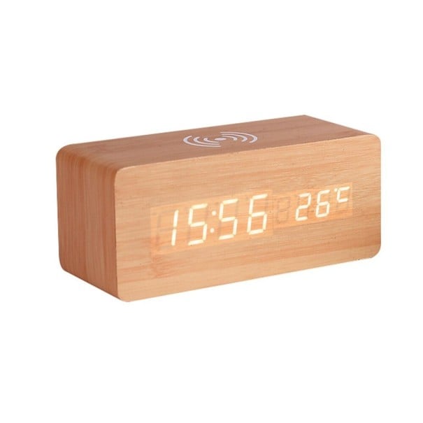 Orologi digitali con caricatore wireless marrone chiaro
