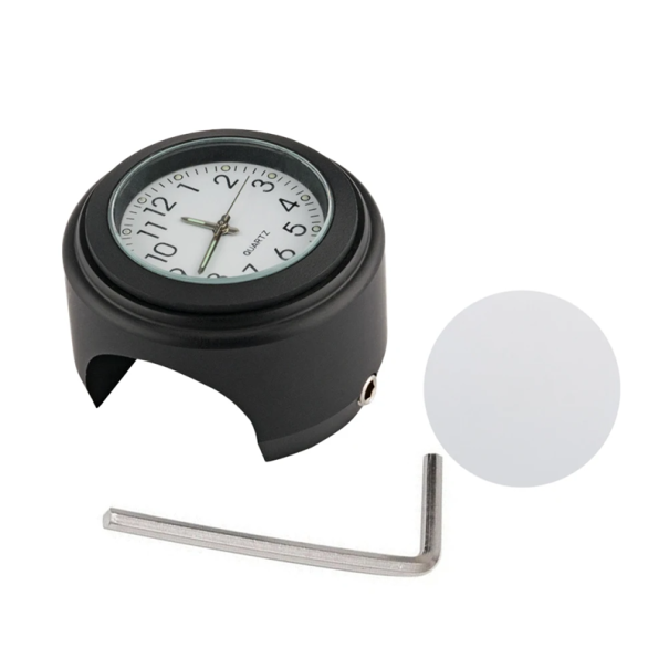 Orologi impermeabili per moto con quadrante Accessori per manubri 22–25 mm Orologi moto con batteria Chiave e ammortizzatore in confezione bianco