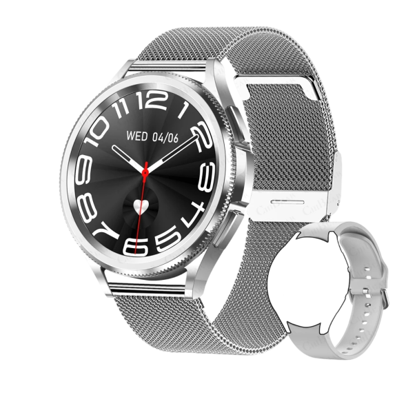 Orologi intelligenti alla moda con display touch a schermo intero Orologi sportivi fitness Monitoraggio della salute Attività quotidiana Design elegante Funzioni intelligenti moderne argento