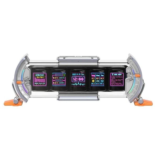 Orologi pixelati da tavolo con altoparlante e display 28,3 x 4,7 x 9,7 cm WiFi e controllo tramite app Argento Per scrivania da gioco e decorazione 1
