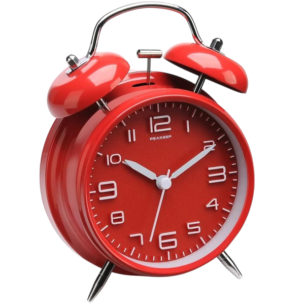 Orologio da tavolo in metallo classico 16,5 x 10 cm quadrante 3D retro retro design con retroilluminazione rosso