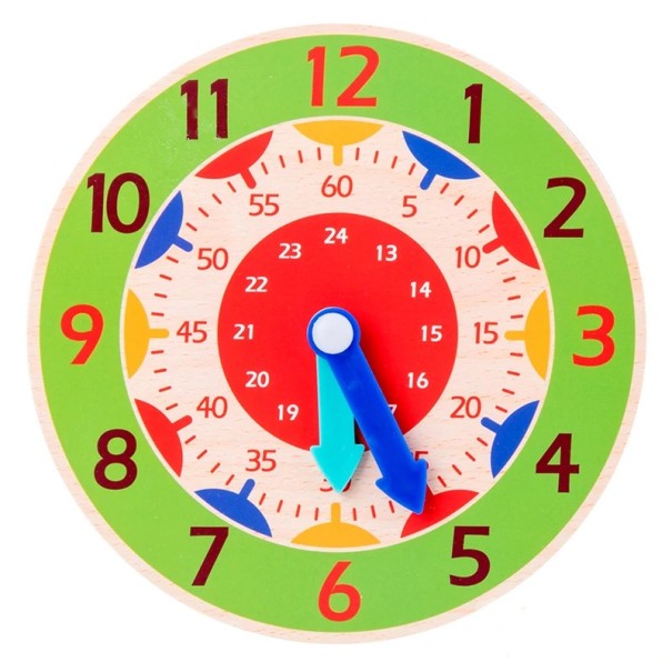 Orologio Montessori in legno 14 cm Giocattolo educativo per bambini Apprendimento del tempo Strumento didattico divertente Giocattolo in legno intelligente per scolari e scuole materne verde