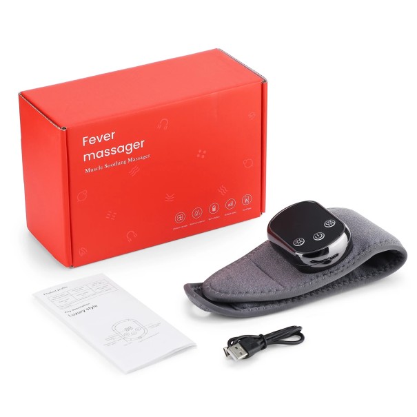 Ortéza aquecida para o pulso 5 níveis de temperatura 3 modos de vibração 37,5 x 9 cm ecrã LCD carregamento USB-C bateria de 1800 mAh desligar 1