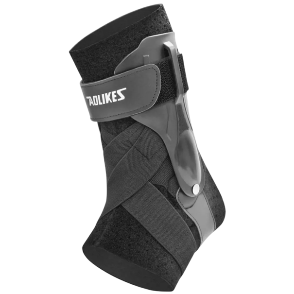 Orteza na kostkę rozmiar L wzmacniający rękaw z plastikowymi stabilizatorami i paskiem kompresyjnym oddychająca stabilizacja przy skręceniu kostki czarny