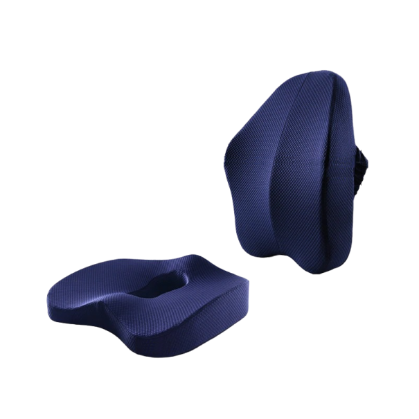 Orthopedisch zitkussen met rugleuning donkerblauw