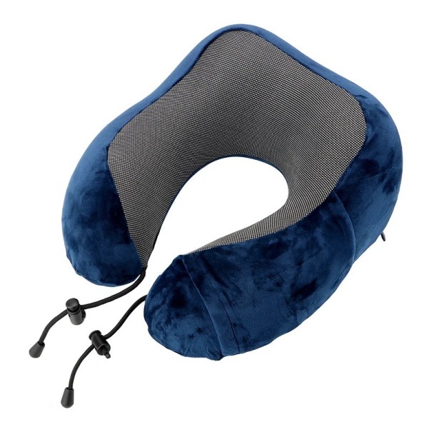 Ortopædisk Rejsepude Memory Foam Ergonomisk Nakkepude Flyvemaskine Bil Kontor Afslappende Nakkestøtte Kompakt 28x23x14 cm blå