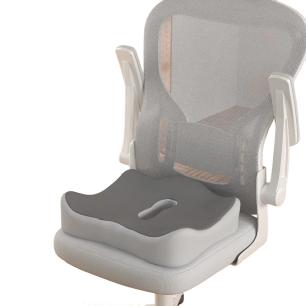 Ortopedický polštár na kostrč 40 x 33 x 4 cm z pamäťovej peny Ergonomický sedák na zmiernenie tlaku a bolesti pri sedení sivá