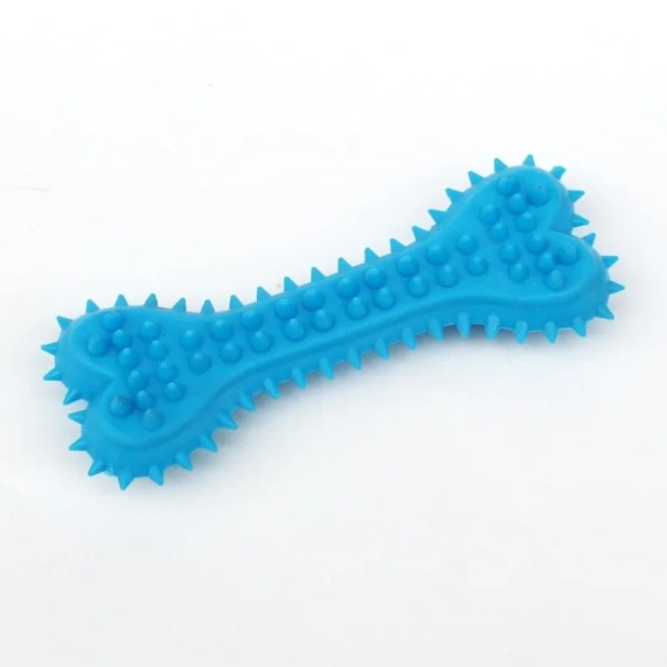 Os à mâcher en caoutchouc pour chien 10,5 x 4 cm avec pointes de massage pour le nettoyage des dents et l'entraînement à la morsure jouet résistant pour petits chiens de différentes couleurs bleu