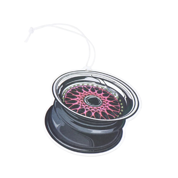 Osv fresh air freshener for car hanging on rearview mirror wheel cover motif 9 × 9 cm solid black pink accessory