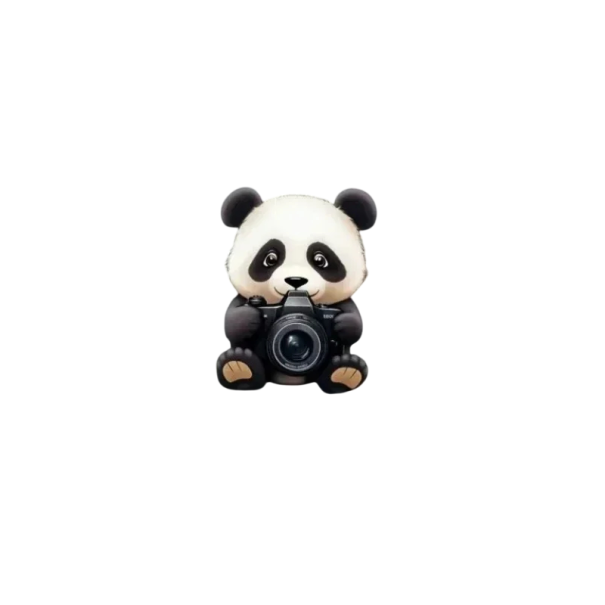 Osv fresh air freshener for car ventilation clip 2D diffuser approx. 6 cm black and white panda with camera interior decoration of the car