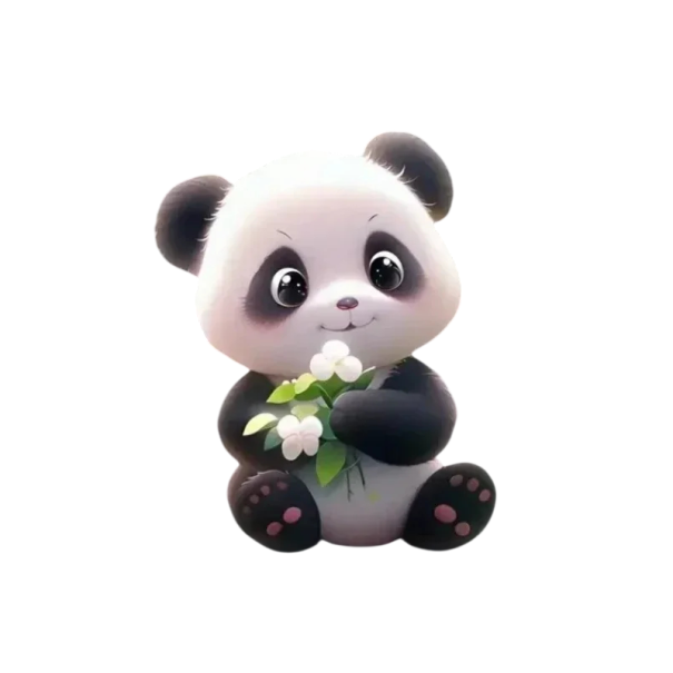 Osv freshor de aer pentru mașină cu clip pentru ventilație 2D difuzor cca 6 cm panda alb-negru cu flori decorare interior auto