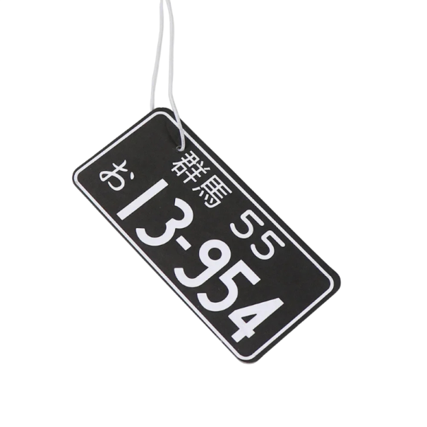 Osvěžovač vzduchu do auta závěsný na zpětné zrcátko design SPZ s číslem 4,8 × 10 cm pevné provedení černý doplněk interiéru 1