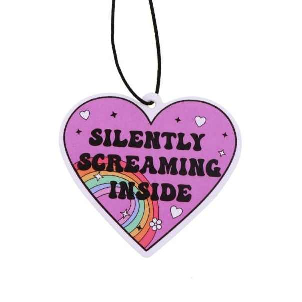 Osvěžovač vzduchu do auta závěsný srdce s citací „Silently Screaming Inside“ aromaterapie růžový přívěsek dekorace interiéru 1
