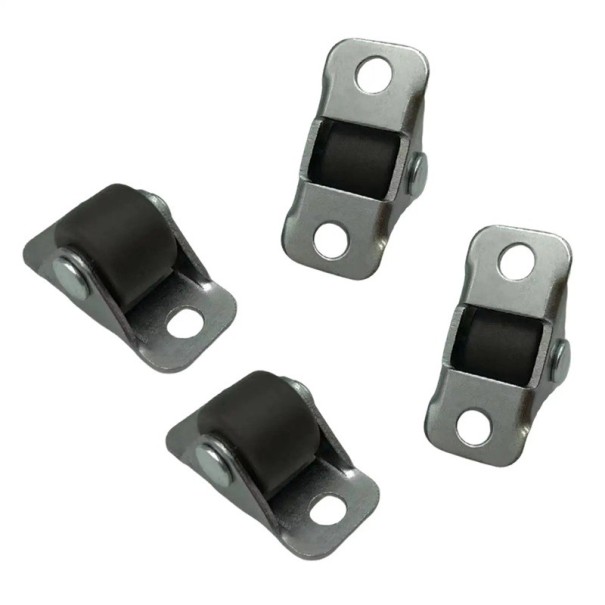 Otočná nábytková kolečka 12 mm s montážní základnou 12,8×28 mm, šířka 9 mm, kovová konstrukce, černá, pro malé nábytkové díly 1