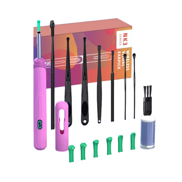 Otoscope for Ear Inspection and Cleaning with Accessories Endoscopic Camera for Ear Cleaning Smart Visual Stick for Ear Cleaning pink