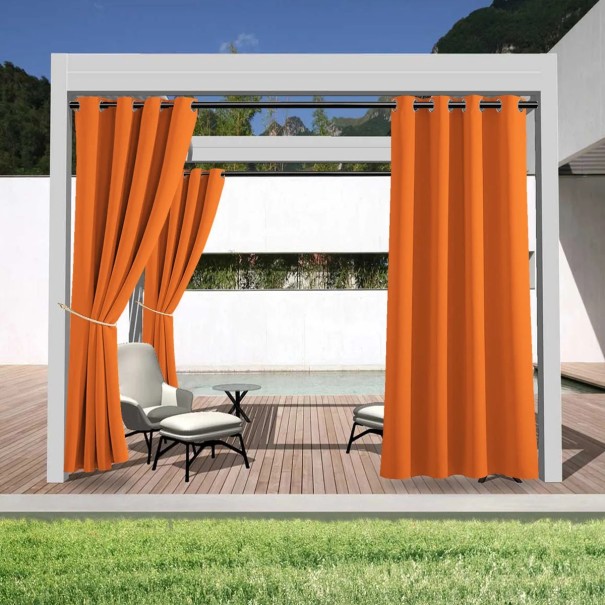 Outdoor Waterproof Privacy Curtain with Eyelets at the Top Size 254 x 213 cm for Veranda, Pergola, Shed and Terrace as Decoration and Screen orange